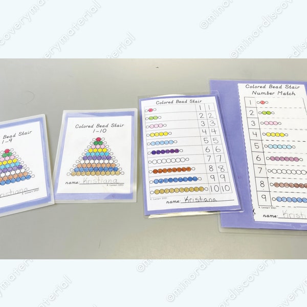Estensione del lavoro stampabile per scale colorate corte Montessori