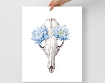 Animal skull print of skull painting, skull artwork, skull art print, skull poster, day of the dead art