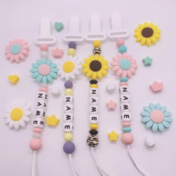 Flower Pacifier Clip Etsy