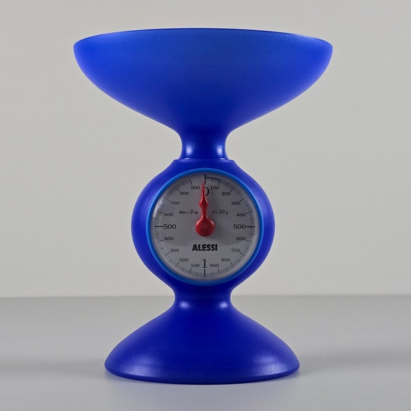 Contemporary Design - Vintage ALESSI Molly Cobalt-Blue Kitchen Scale - Vintage Home Decor & Styling - Designed By Stefano Giovannoni, 1994.