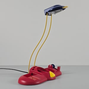 Postmodern Memphis Design - Vintage VRIELAND DESIGN Table Lamp With Desk Organizer - Retro Pop Art Desk Lamp - Holland, 1980s.