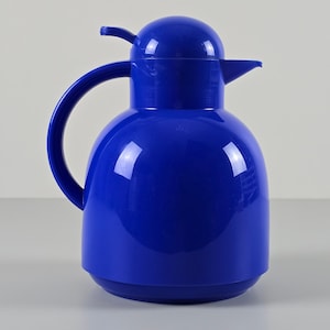 Postmodern Design - Vintage ALFI Diana Cobalt-Blue Plastic Thermos Vacuum Flask - Thermal Carafe - Germany, 1990s.