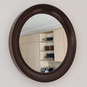 Vintage 1970s Chocolate-Brown Bakelite Wall Mirror, Mid-Century Modern Home Decor.