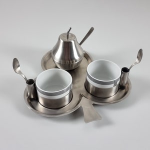 Postmodern Design - Vintage MORINOX Serving Set With Tray - Vintage Serveware And Home Decor - Italy, 1980s.