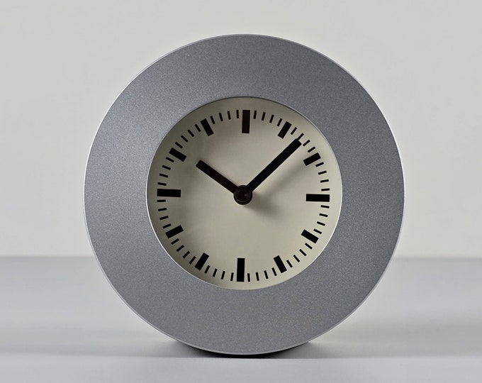 Contemporary Y2K Design - Vintage IKEA Klunsa Aluminium Table Clock - Designed By Mikael Warnhammar, 2001.