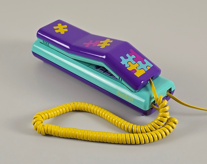 1989 Memphis Design SWATCH Limited Edition Twin Phone - Postmodern Phone - Retro Home Decor.