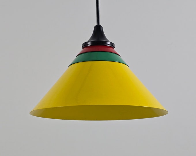 1980s Vintage W.L.P. Postmodern-Industrial Pendant Lamp — Retro Accent Lamp.