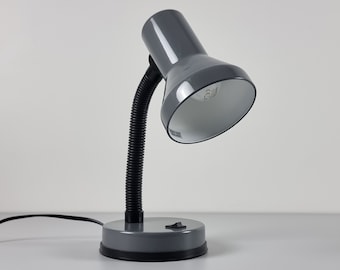 Mid Century Modern Design - Vintage Grey Flexible Gooseneck Table Lamp - Retro Grey Metal Desk Lamp - Holland, 1990s.