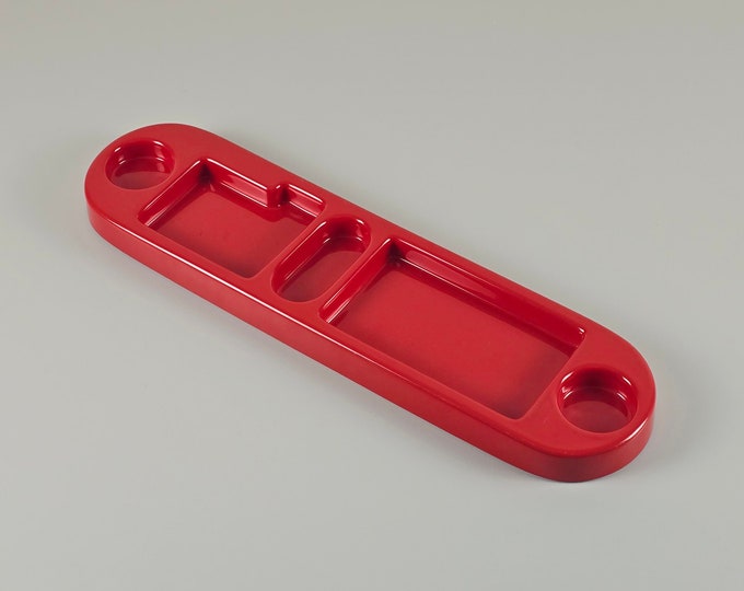 Space Age Design - Vintage ARTIPRESENT Red Plastic Large Desk Organizer & Tray - Vintage Plastic Office Accessories - W. Germany, 1970s.