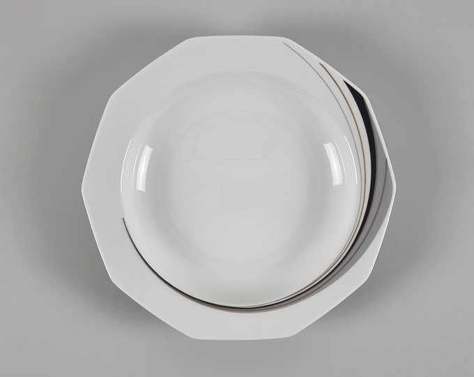 Postmodern Design - Set Of 6 Vintage WINTERLING Decagon 10-Sided Ceramic Dishes - Retro Ceramic Plates Set - Germany, 1980s.