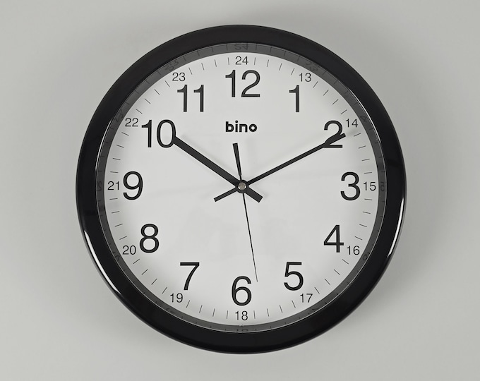 Contemporary Design - Vintage BINO Black And White Plastic Wall Clock - Vintage Home Decor - Y2K Design, 2000s.
