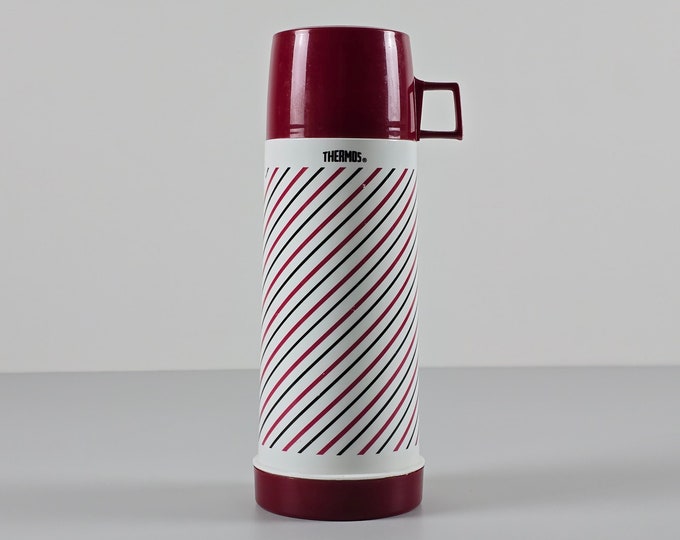 Space Age Design - Vintage THERMOS Vacuum Flask, Thermal Carafe, Coffee Jug With A Mug - Vintage Drinkware - England, 1970s.