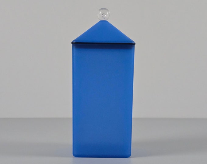 Postmodern Design - Vintage MEPAL ROSTI Blue Plastic Container Jar With Pyramid Lid - Vintage Postmodern Kitchenware - Holland, 1980s.