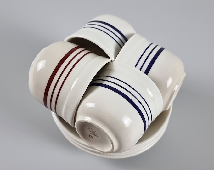 Mid Century Modern - Vintage Set Of 4 DITMAR URBACH Ceramic Coffee Cups With Saucers - Mid-Century Modern Ceramics - Czechoslovakia, 1960s.