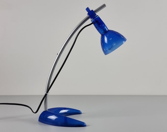 Contemporary Design - Vintage IKEA Morker Blue Plastic Adjustable Desk Lamp - Designed By Knut & Marianne Hagberg, 2000s.