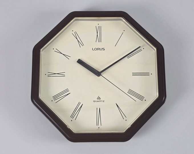 Space Age Design - Vintage LORUS Octagonal Plastic Wall Clock - Retro Mod Plastic Wall Clock - Japan, 1970s.