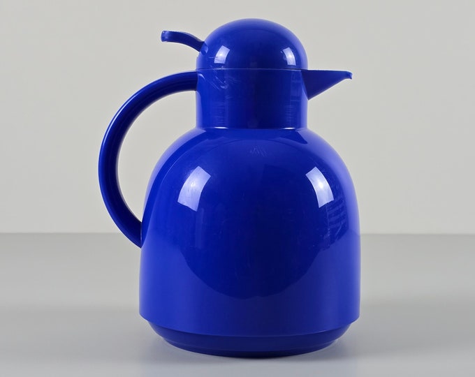 Postmodern Design - Vintage ALFI Diana Cobalt-Blue Plastic Thermos Vacuum Flask - Thermal Carafe - Germany, 1990s.