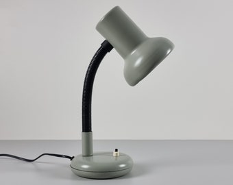 Mid Century Modern - Vintage Grey Metal Flexible Gooseneck Table Lamp - Retro Desk Lamp - Holland, 1980s.