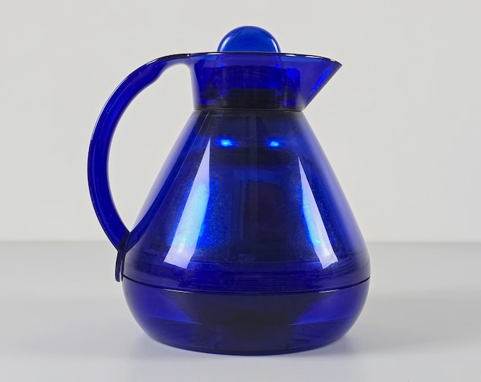 Postmodern Design - Vintage ALFI Blue Plastic Thermos Flask - Design By Ross Lovegrove & Julian Brown - Germany, 1988.
