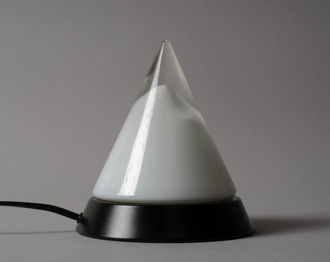 Peill & Putzler Kibo Conical Glass Table Lamp, 1980s Postmodern Design, Germany.