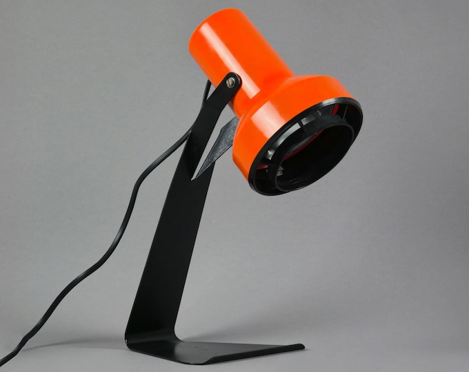 Vintage 1970s LYSKAER BELYSNING Orange Plastic Table Light.