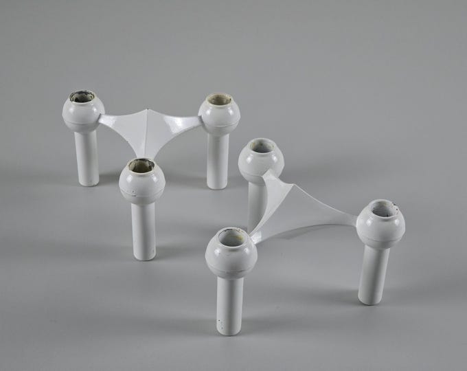 1960s Brutalist, Mid-Century Modern Vintage Pair Of BMF Candle Holders By Werner Stoff & Fritz Nagel.
