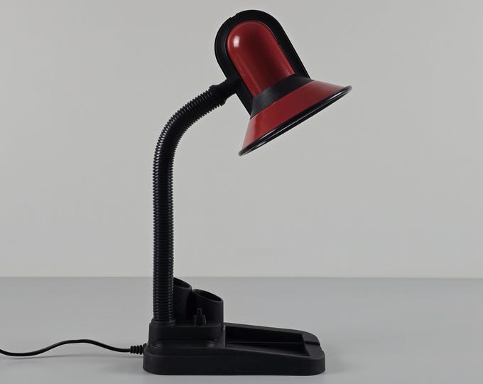 1980s Vintage FASE Flexo Gooseneck Desk Lamp With Organizer • Spanish Retro Modernist Flexible Table Lamp.