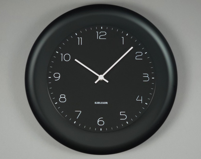 New In Box Karlsson Dual Disc Black Design Wall Clock.