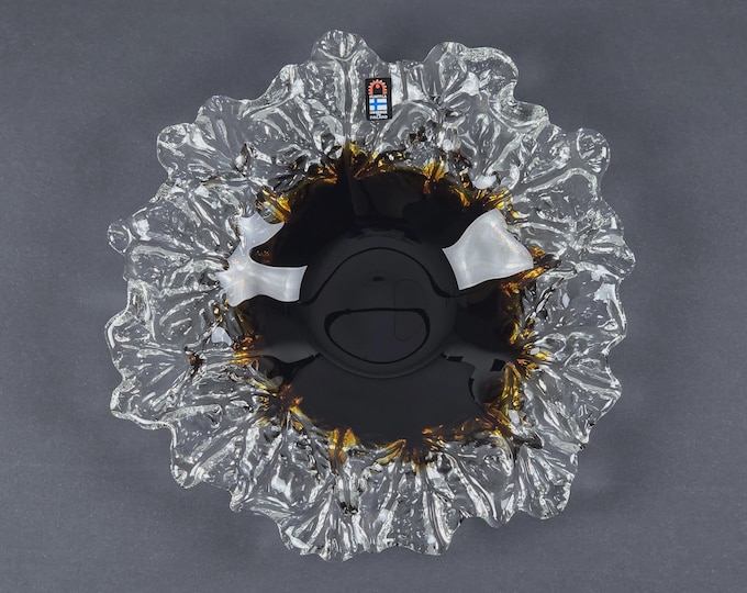 Vintage 1970s HUMPPILA LASI Kasvimaalla "Vegetable Garden" Art Glass Bowl By Pertti Santalahti.