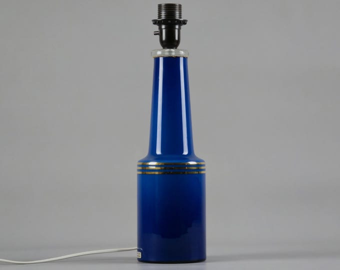 Vintage Vintage Cobalt Blue Glass Lamp Base by Fagerhults Ljusarmatur, Sweden – Mid-Century Scandinavian Lighting.