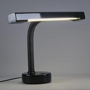 Vintage Gooseneck Desk Lamp: Black Plastic, Adjustable, Retro Belgian Design