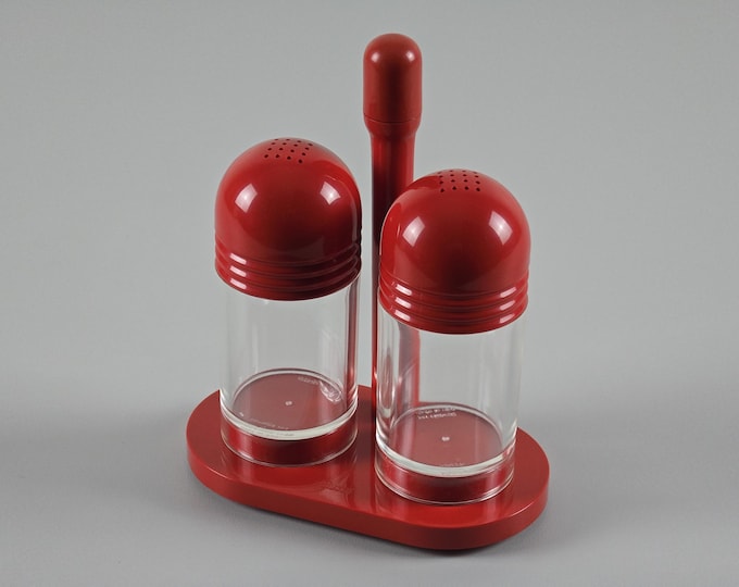 Italian Modernism - Vintage BIESSE Linea Due Salt & Pepper Cruet Set - Designed By Pino Spagnolo, 1980s.