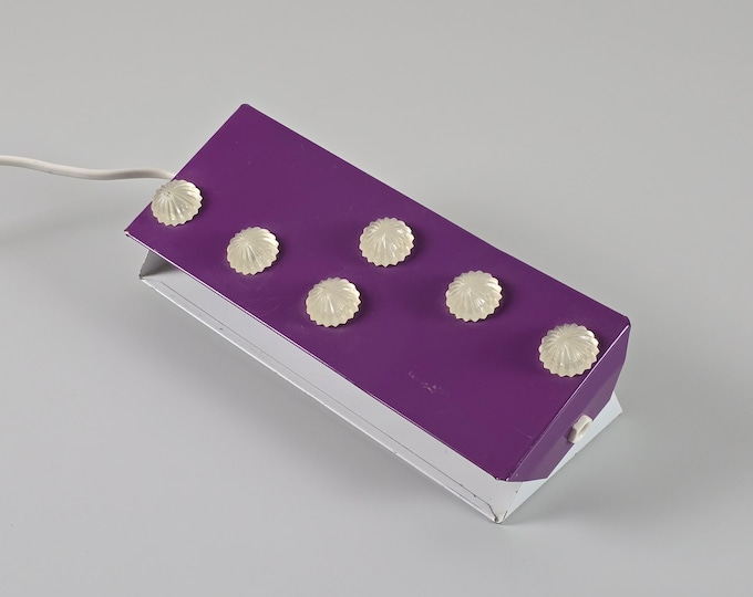 Mid Century Modern - Vintage Purple Metal Adjustable Flip-Open Wall Lamp - Adjustable Rectangular Flip-Up Wall Light - Holland, 1960s.
