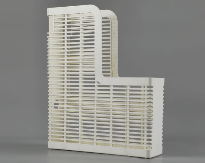 1970s Vintage GUSTAVSBERG White Plastic Magazine Rack, Scandinavian Modernist Design, Sweden