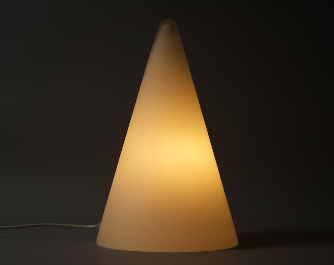 SCE Teepee Cone Table Lamp, Frosted Glass, 1980s Postmodern Design, France.