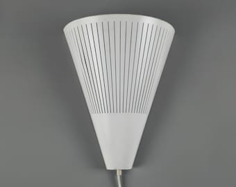 IKEA Klyka Wall Sconce, White Lacquered Metal Cone Uplighter, Postmodern Design, 2000.