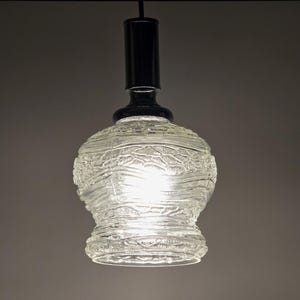 Vintage 1960s RICHARD ESSIG Pressed Textured Glass Pendant Lamp • West Germany Mid-Century Modern Pendant Light.