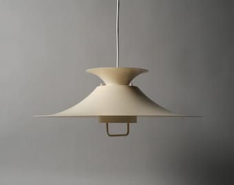 Lyfa 'Duble Maxi' Pendant Lamp, Cream Lacquered, 1980s Danish Modern Lighting.