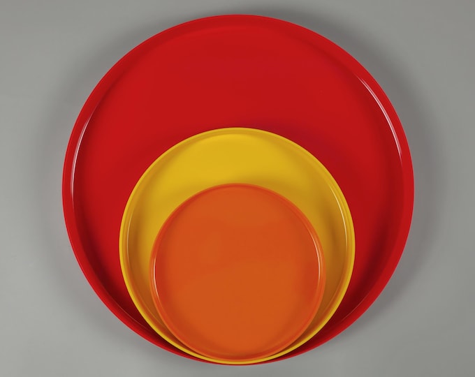 New Old Stock 1970s Set Of 3 Melamine Trays From Sweden.