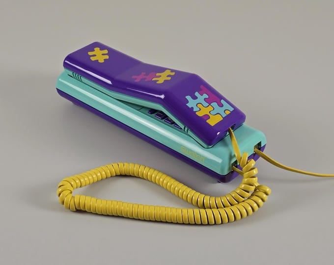 Rare 1989 Vintage Swatch Twin Phone • 80s Pop Art / Memphis Design Design Telephone.