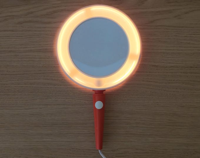 Vintage 70s Spectralux Lighted Makeup Mirror | Illuminated Vanity Mirror | Portable Magnifying Cosmetic Mirror | Mid Century MCM Decor.