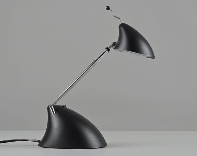 Vintage '99 MASSIVE LIGHTING Black Plastic Adjustable Telescopic Antenna Desk Lamp • Retro Y2K Design Desk Light.
