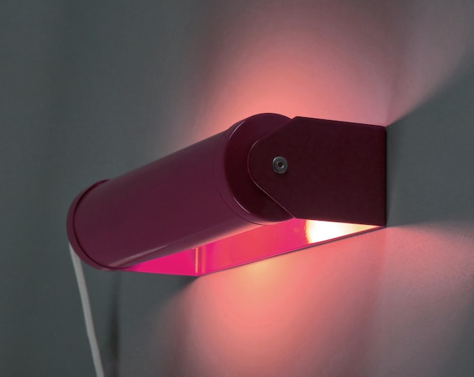 Vintage 1980s G&G Pink Metal Wall Light Fixture By Gérard Gossé.