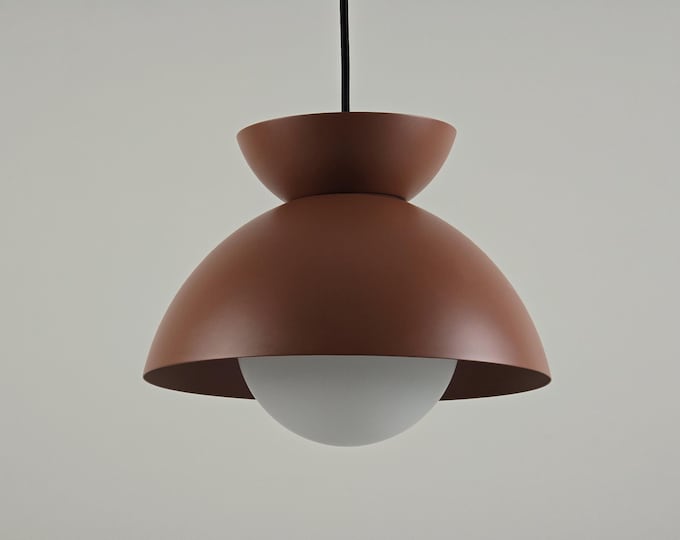 Danish Modern Design FRANDSEN Butterfly Terracotta Lacquered Pendant Lamp By Toni Rie.