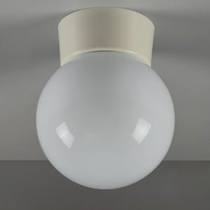 Vintage 1970s CORODEX Ball Light Fixture With Opal Glass Globe Shade.