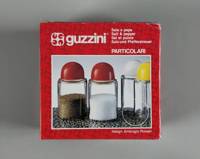 New In Box 1970s Vintage GUZZINI Particolari Salt & Pepper Shakers By Ambrogio Rossari.