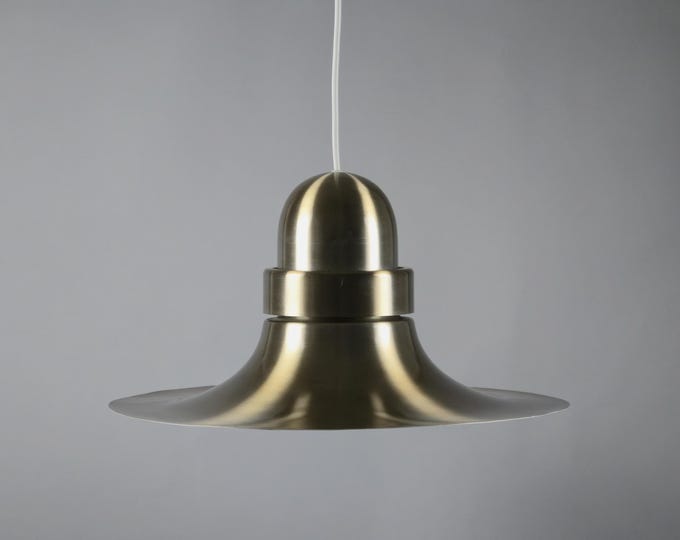 Vintage 1960s VEB Metalldrücker Brass Dome Pendant Lamp, Mid-Century Modern Lighting.