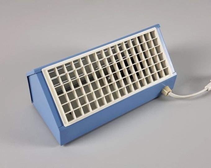Mid Century Modern - Vintage IKEA Blund V204 Blue Metal Wall Light With Perforated Plastic Grid -  Vintage Wall Lamp - Holland, 1984.