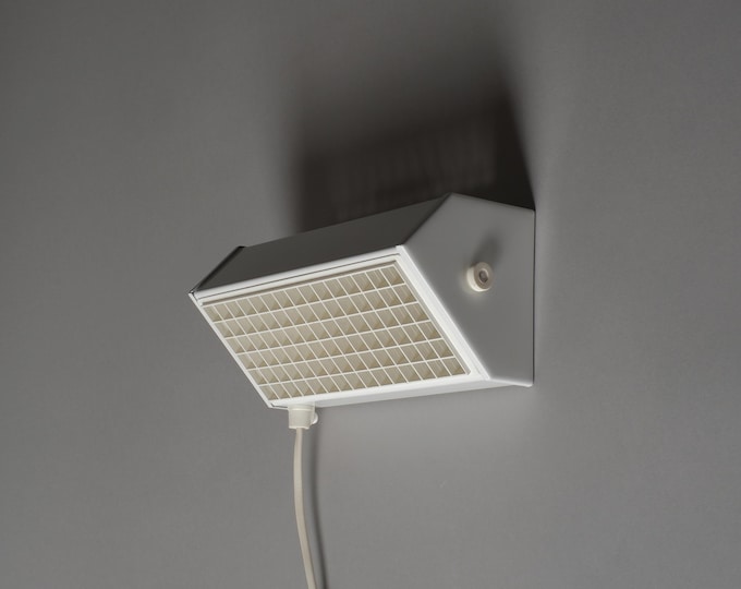 Belid Type V5349 Wall Light, Metal with Perforated Grid, 1970s Industrial Swedish Design.