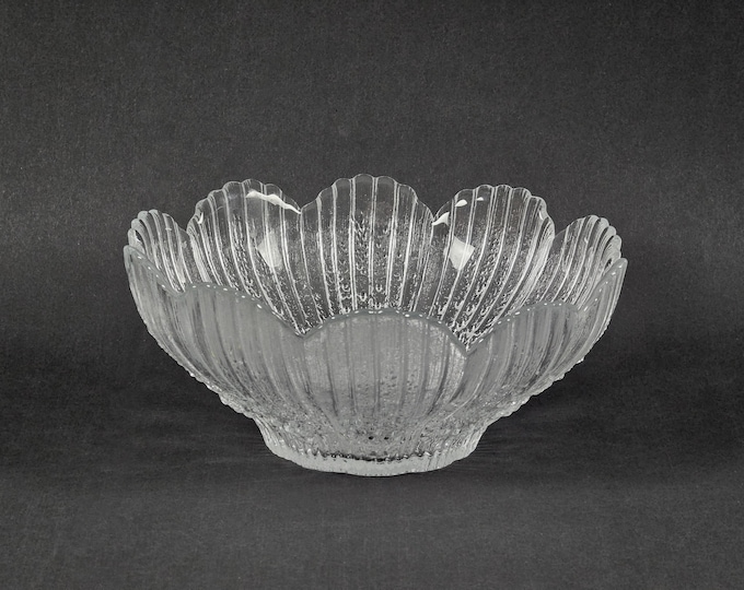Vintage 1970s Finnish Glass Bowl 'Hillankukka (Cloudberry Flower)' By Pertti Kallioinen For Humppila.